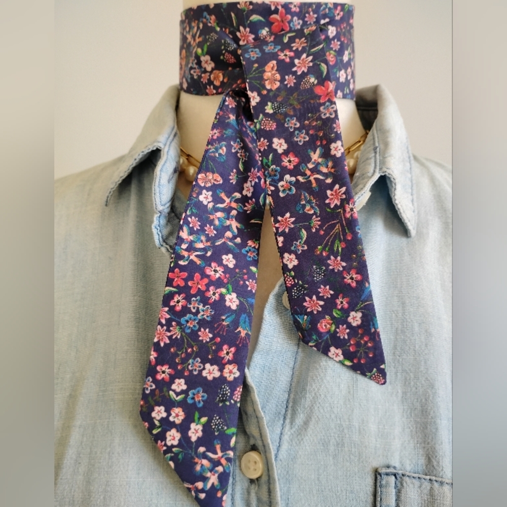 Liberty Art Fabric Tana Lawn Super Skinny Scarf Donna Leigh Purple Micro Floral